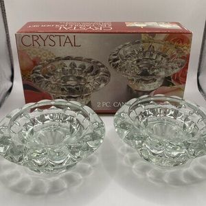 2 VTG Alco clear cut crystal candle holders